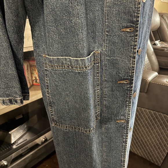 Vintage Long Blue Denim Coat - Picture 3 of 6
